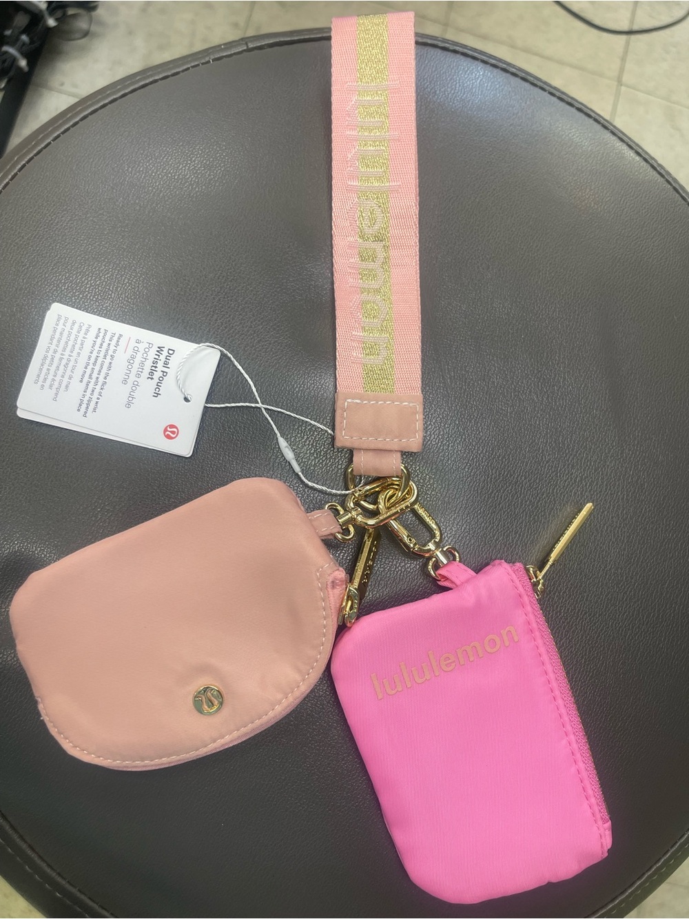 lululemon Pink and Peach Dual Pouch Key Strap